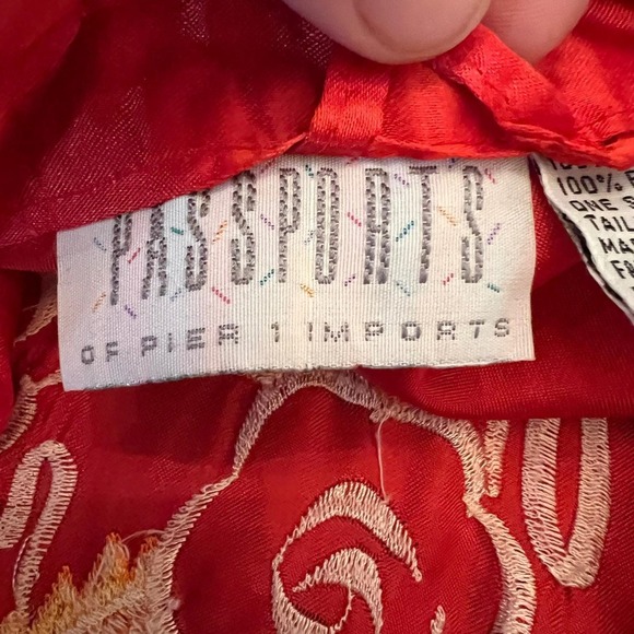 Vintage Dragon Phoenix Embroidered Kimono Robe Red Satin Asian Lounge OS - Picture 7 of 10